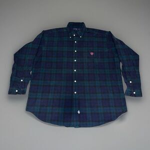 VTG Ralph Lauren (L) 90s Big Shirt Blackwatch Tartan Embroider Logo Flannel Polo